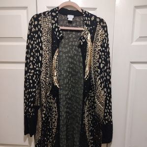 Black and Gold embellished long sweater jacket
